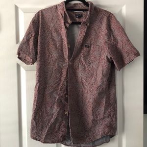 RVCA men’s grey and red button down. Slim Large
